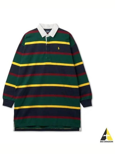 W Striped Cotton Jersey Rugby Dress Green - POLO RALPH LAUREN - BALAAN 1