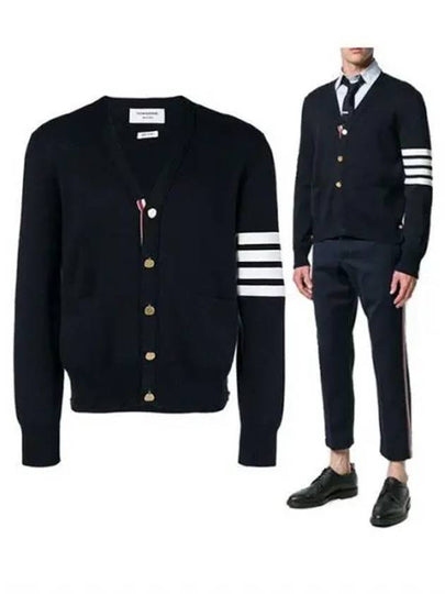 Milano Stitch 4 Bar Cardigan Navy - THOM BROWNE - BALAAN 2