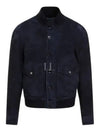 Leather Light Suede Bomber Jacket Navy - TOM FORD - BALAAN 2