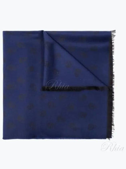 Skull Print Wool Silk Muffler Blue - ALEXANDER MCQUEEN - BALAAN 2