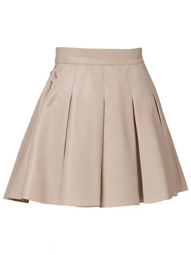 Golf Wear Wide Pleated Leather Skirt Beige - J JANE - BALAAN 3