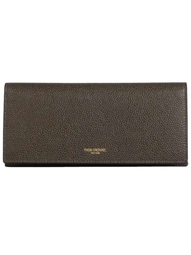 Men's Logo Pebble Grain Leather Long Wallet Brown - THOM BROWNE - BALAAN 2