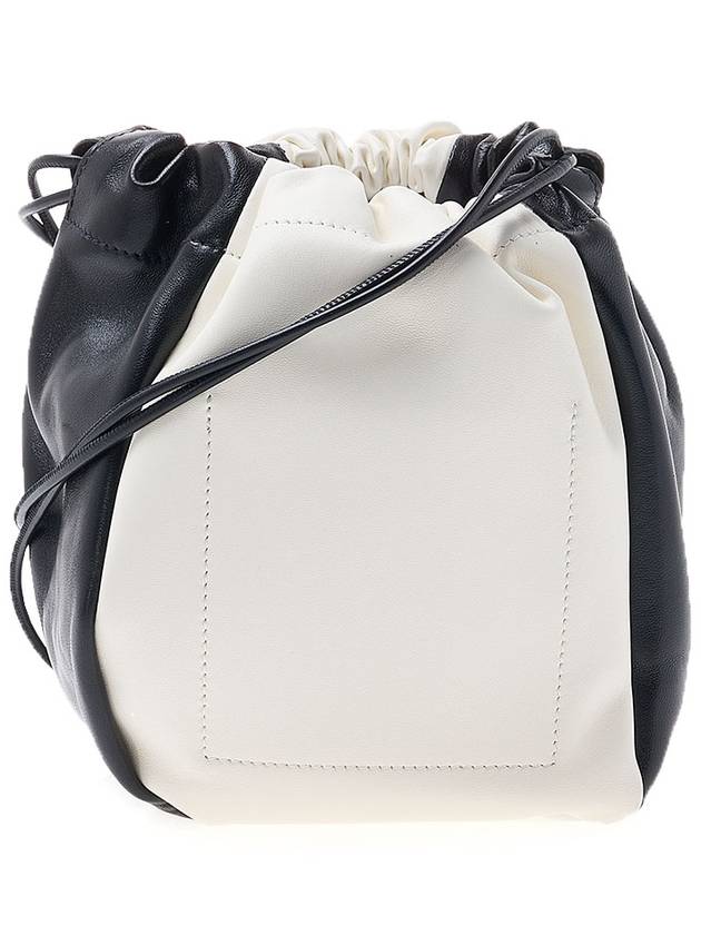 Logo Drawstring Leather Bucket Bag White - JIL SANDER - BALAAN 4