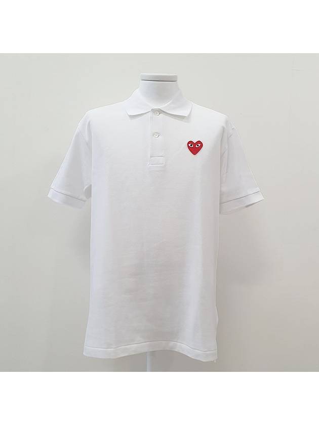 Comme des Gar ons Men s Red Heart Waffen PK Polo Short Sleeve T Shirt AZ T006 051 5 P1T006 - COMME DES GARCONS PLAY - BALAAN 1