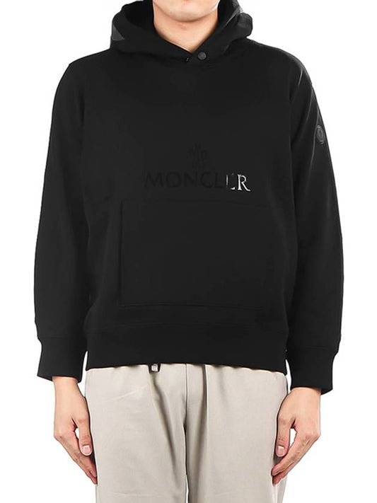 Grenoble Logo Printing Pocket Hooded Sweatshirt Black - MONCLER - BALAAN.