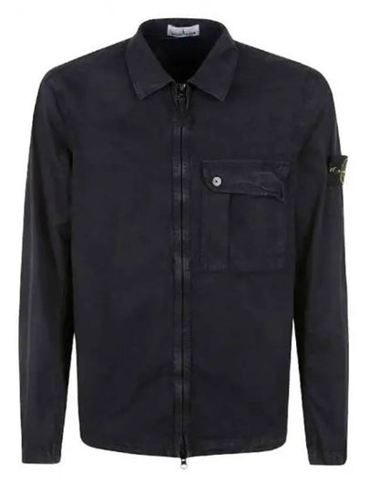 Old Treatment Garment Dyed Overshirt Jacket Navy - STONE ISLAND - BALAAN 2