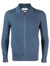 Textured Striped Cotton Bomber Jacket Blue - THOM BROWNE - BALAAN 2