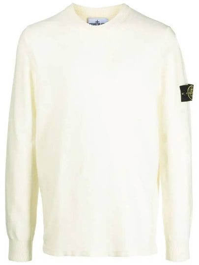 Men's Wappen Patch Crew Neck Wool Knit Top Ivory - STONE ISLAND - BALAAN 2