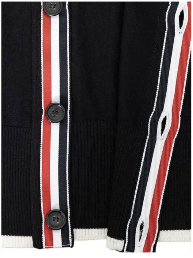 Men s 4 Bar Stripe Wool Black Cardigan MKC002A Y1014 038 - THOM BROWNE - BALAAN 4