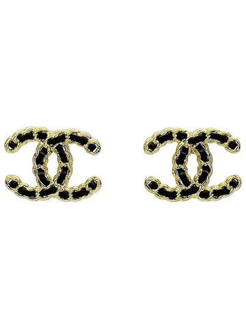 24K chain CC logo earrings black gold 4ET1563 - CHANEL - BALAAN 1