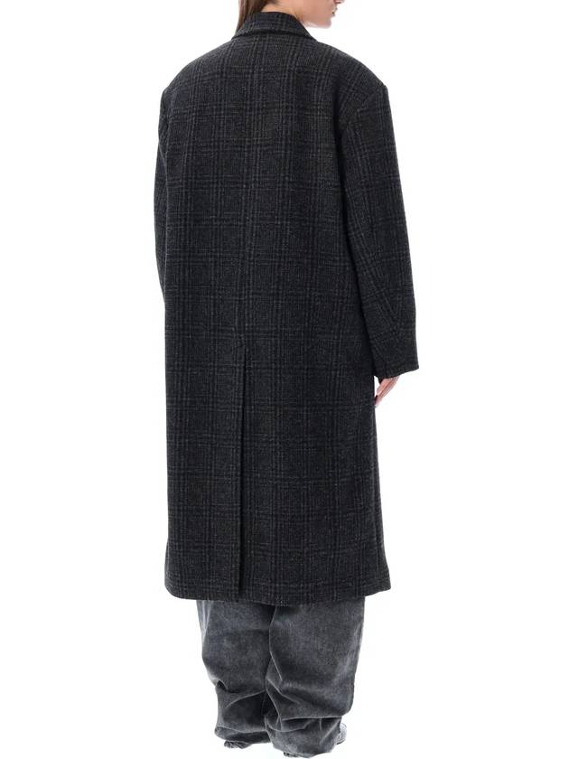 Women's Check Pattern Double Coat Dark Grey - ISABEL MARANT - BALAAN 6