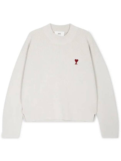 Red ADC Chain Stitch Heart Logo Knit Top Ivory - AMI - BALAAN 2