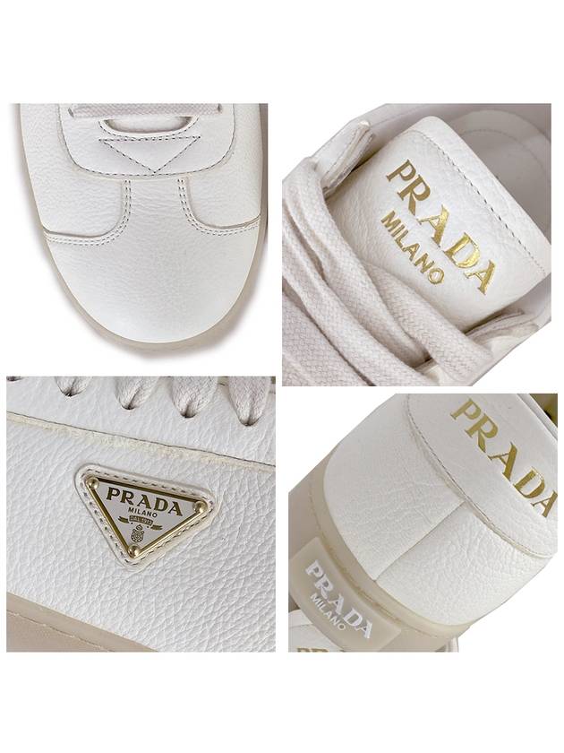 Triangle Logo Lane Leather Low-Top Sneakers Ivory - PRADA - BALAAN 10