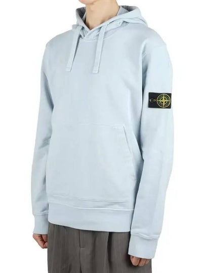 Logo Patch Cotton Fleece Hoodie Light Blue - STONE ISLAND - BALAAN 2