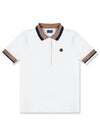 WOMEN REGULAR-FIT RIBBED POLO SHIRT WHITE - MEASPHERA - BALAAN 1