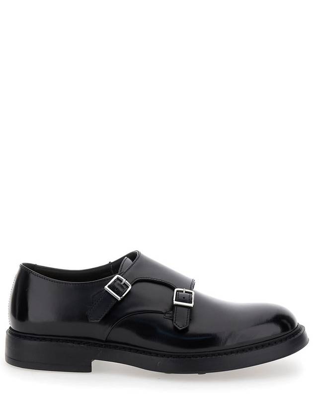 Black Monks Shoes With Double Buckle In Smooth Leather Man - DOUCAL'S - BALAAN 1