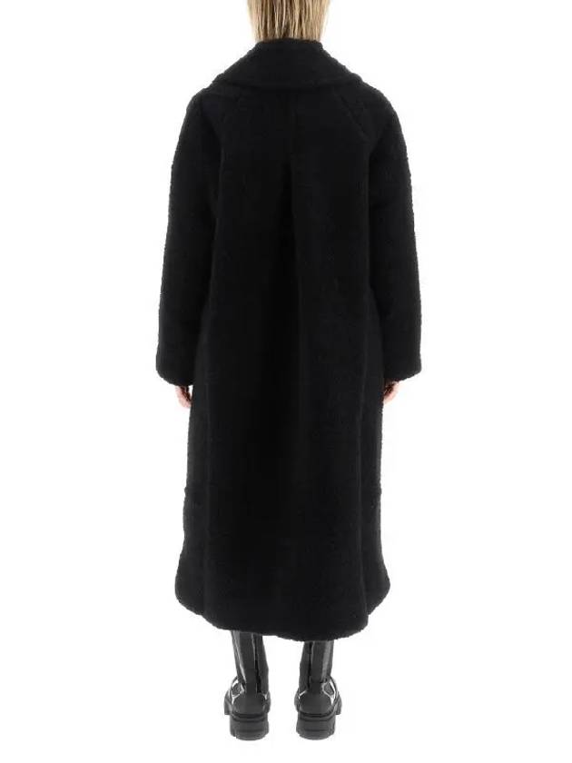 Women's Wool Plain Logo Oversized Coat Black - GANNI - BALAAN 4