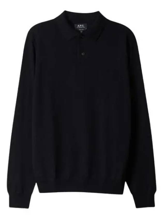 Men's Jerry Wool Long Sleeve Polo Shirt Black - A.P.C. - BALAAN 2