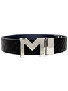 Men's M Pattern Reversible Belt Black Blue - MONTBLANC - BALAAN.