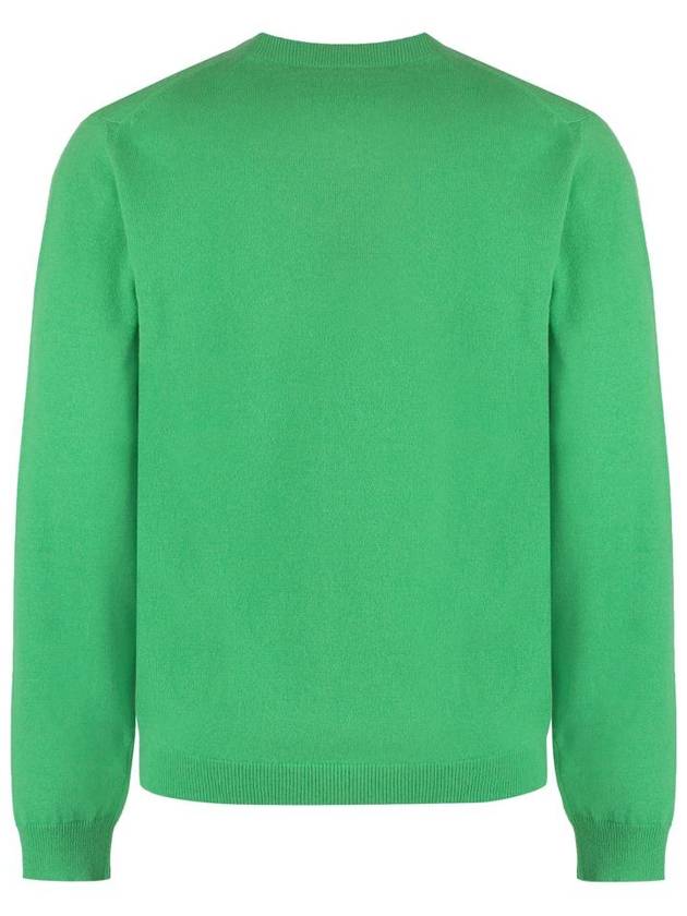 Men's Cashmere Embroidered Logo V-Neck Knit Top Green - GUCCI - BALAAN 3