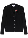 Cable Knitwear Virgin Wool Cardigan Navy - THOM BROWNE - BALAAN 3