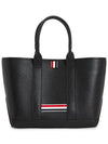 Three Stripe Tab Stripe Leather Tote Bag Black - THOM BROWNE - BALAAN 2