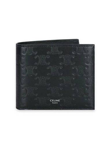 Triomphe Embossed Calfskin Half Wallet Black - CELINE - BALAAN 1