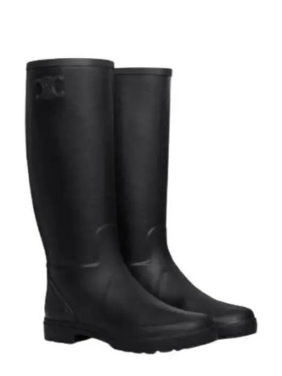 Logo Patch Natural Rubber High Rain Boots Black - CELINE - BALAAN 2