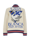 Swan Logo Graphic Knit Zip-Up Jacket White - CASABLANCA - BALAAN 4