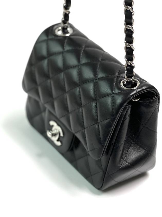 Mini Flap Bag Lambskin Silver Black - CHANEL - BALAAN 5