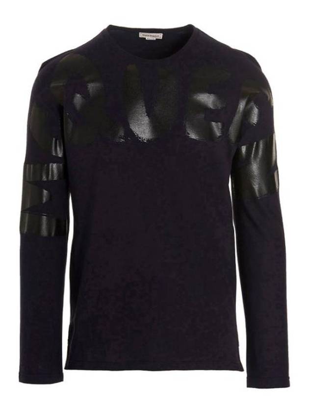 Graffiti Print Long Sleeve T-Shirt Navy Black - ALEXANDER MCQUEEN - BALAAN 2