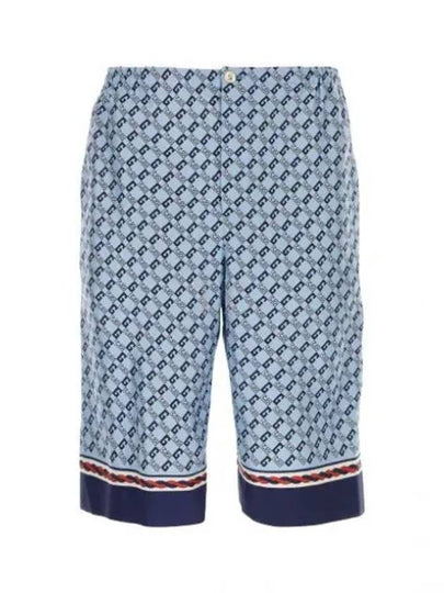 Geometric Square G Print Silk Shorts Blue - GUCCI - BALAAN 2