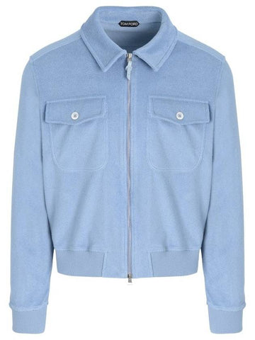 Tom Ford Toweling Zipper Jacket Blue - TOM FORD - BALAAN 1