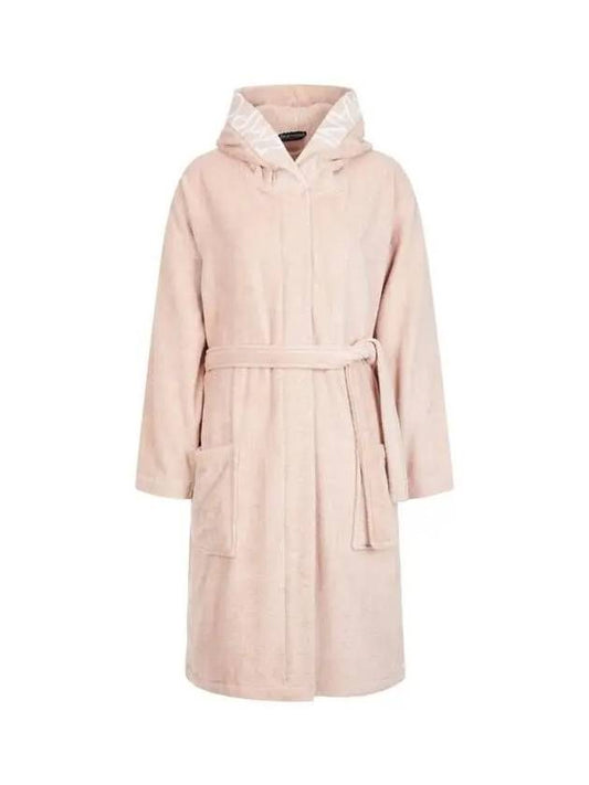 UNDERWEAR ARMANI 30 9 29 Women s Logo Hooded Toweling Bathrobe Coral 270491 - EMPORIO ARMANI - BALAAN 1