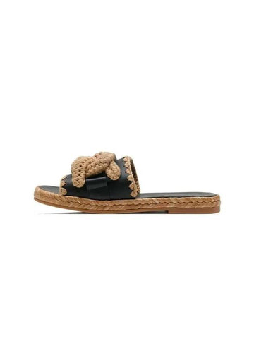 Kate Woven Chain Espadrille Slippers Black - TOD'S - BALAAN 1