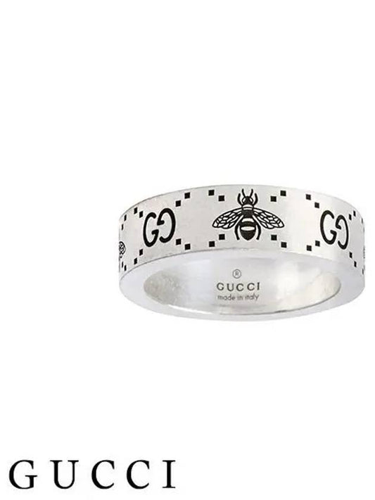 GG Logo Bee Engraving Wide Ring Silver - GUCCI - BALAAN 2