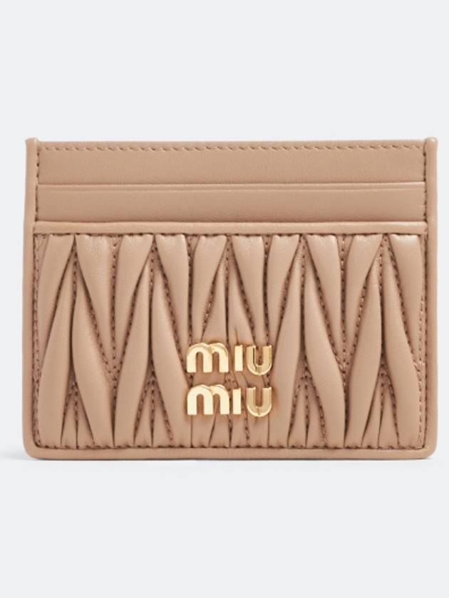 Matelasse card wallet card holder beige - MIU MIU - BALAAN 1