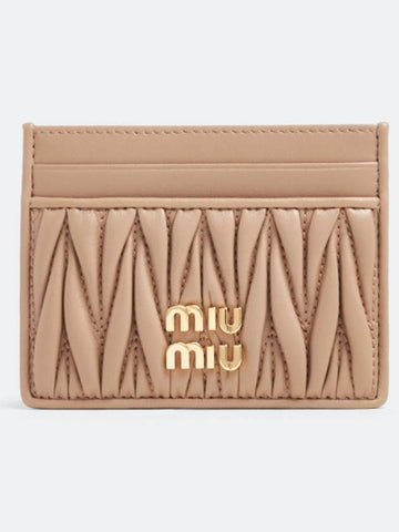 Matelasse card wallet card holder beige - MIU MIU - BALAAN 1