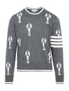 Lobster Merino Crew Neck Knit Top Grey - THOM BROWNE - BALAAN 1