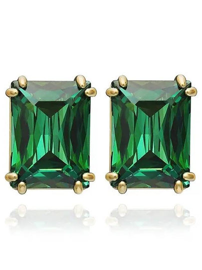 Matrix Stud Earrings Gold Green - SWAROVSKI - BALAAN 2