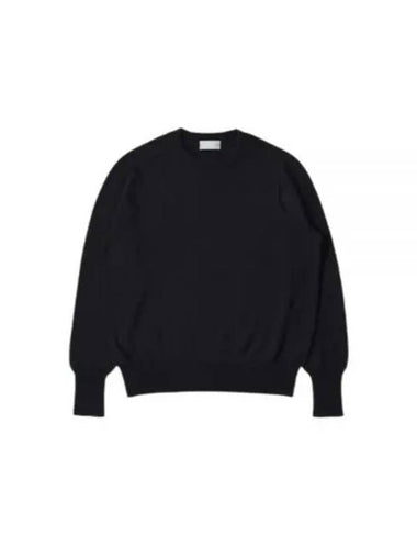 24 SEAMLESS CREW BLACK MEKN0509S24HNS BLK pure wool knit - MARGARET HOWELL - BALAAN 1