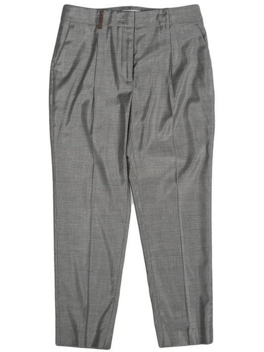 P04678 Gray Virgin Wool Check Pants - PESERICO - BALAAN 1