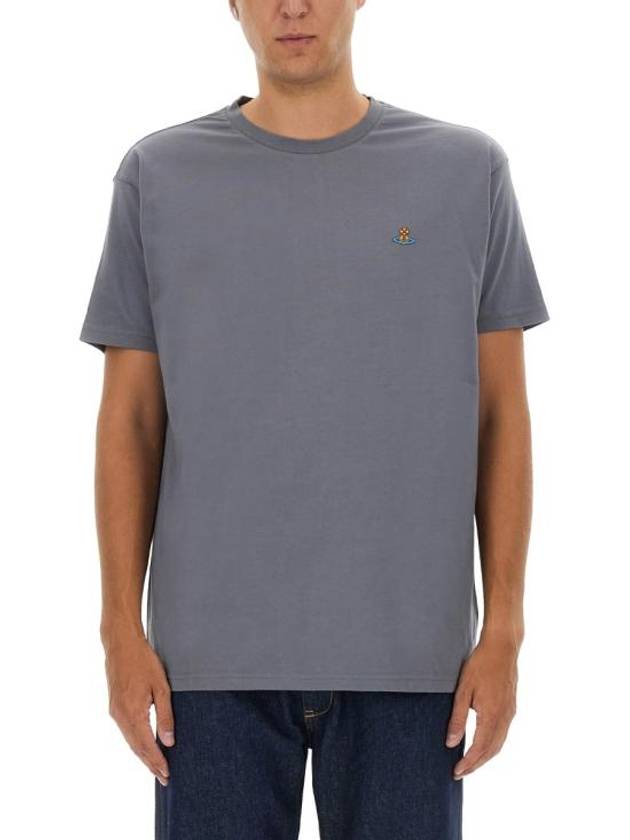 ORB Logo Cotton Short Sleeve T-Shirt Grey - VIVIENNE WESTWOOD - BALAAN 1