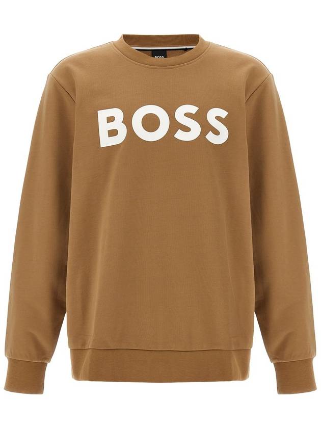 Logo Print Crew Neck Sweatshirt Camel - HUGO BOSS - BALAAN 2