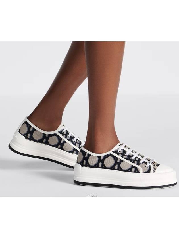 Walk'N'Dior Platform Macrocannage Motif Embroidery Cotton Low-Top Sneakers Deep Blue - DIOR - BALAAN 4