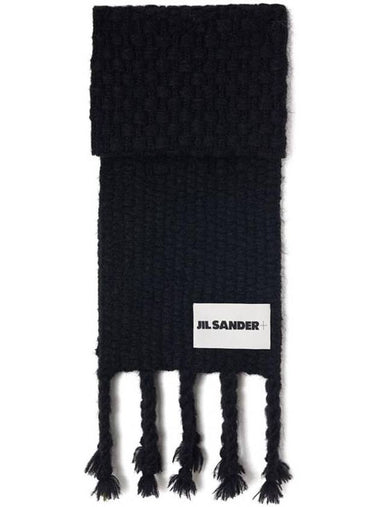 Logo Patch Knit Muffler Black - JIL SANDER - BALAAN 1