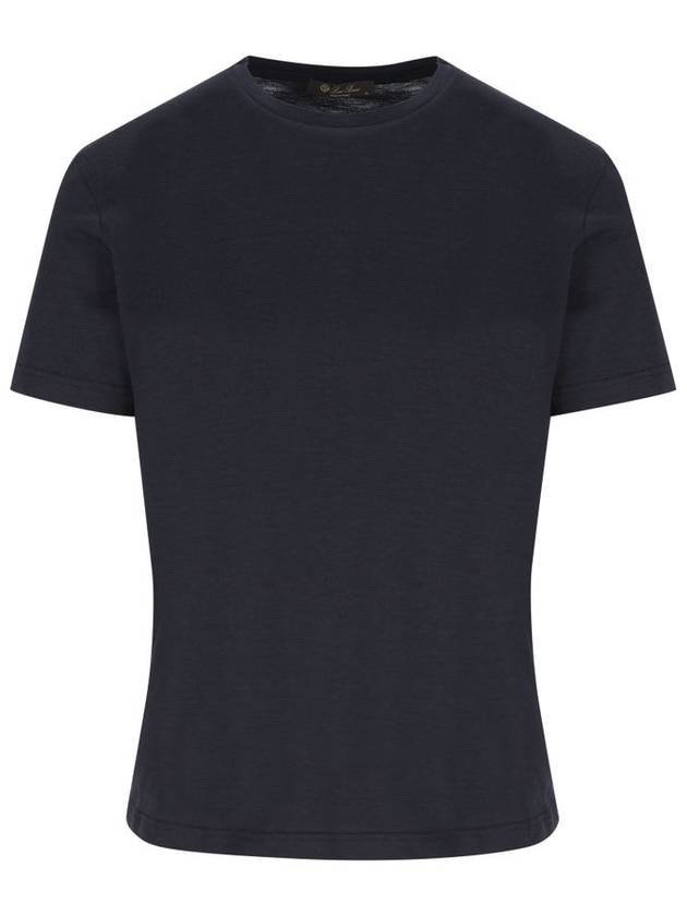 Silk Cotton Soft Short Sleeve T-Shirt Navy Blue - LORO PIANA - BALAAN 2