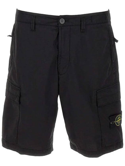 Men's Logo Patch Cargo Shorts Black - STONE ISLAND - BALAAN 2