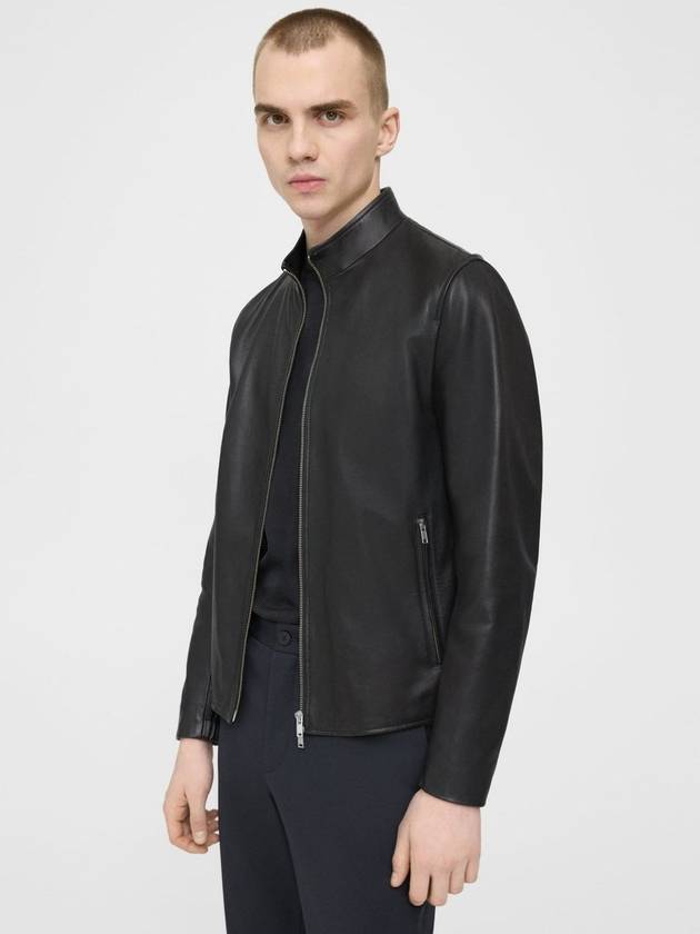 Men's Morvek Leather Zip-Up Jacket Black - THEORY - BALAAN 4