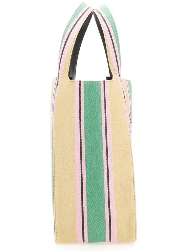 logo striped raffia tote bag in green - STELLA MCCARTNEY - BALAAN 5